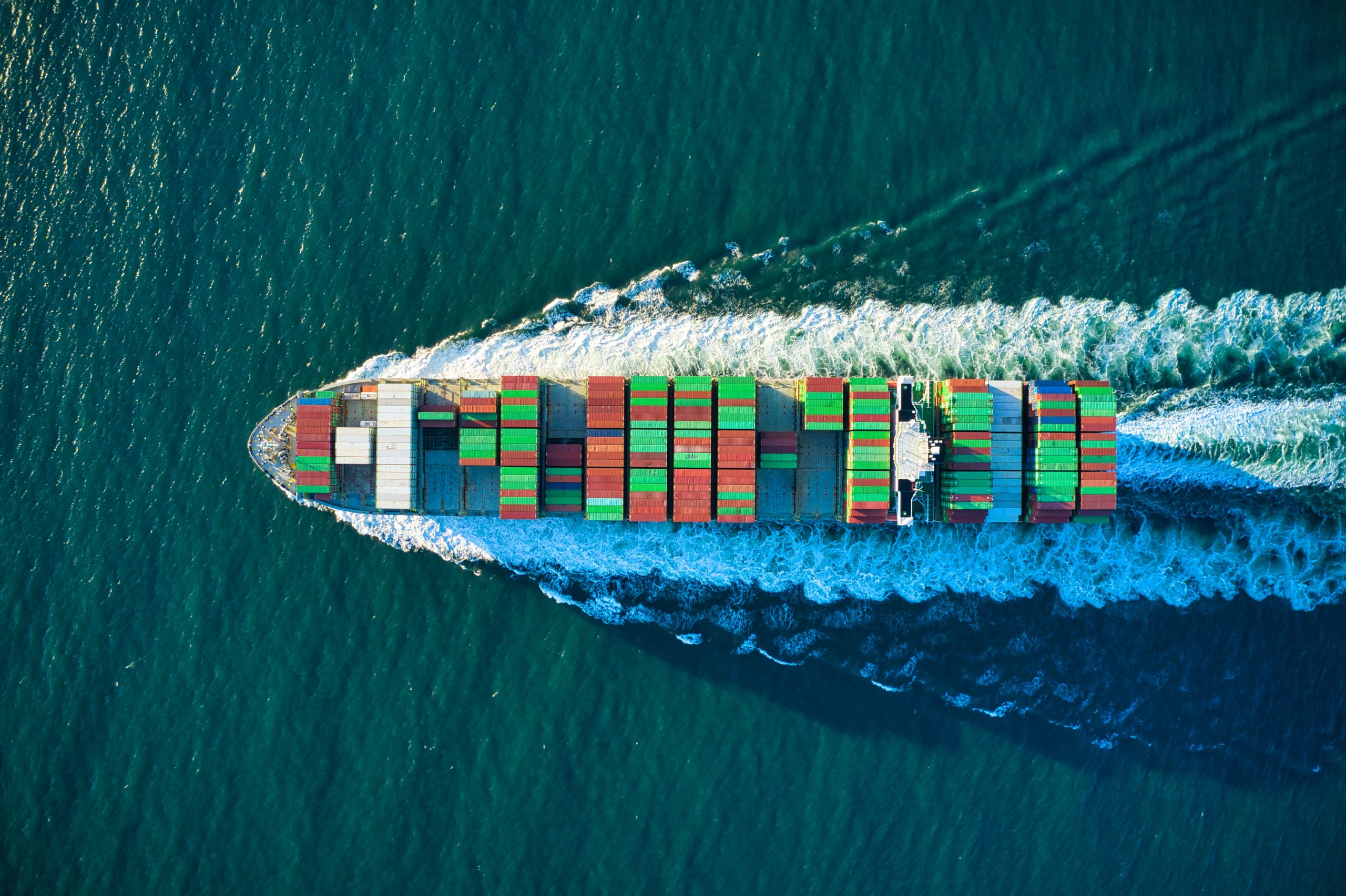 Colorful cargo ship